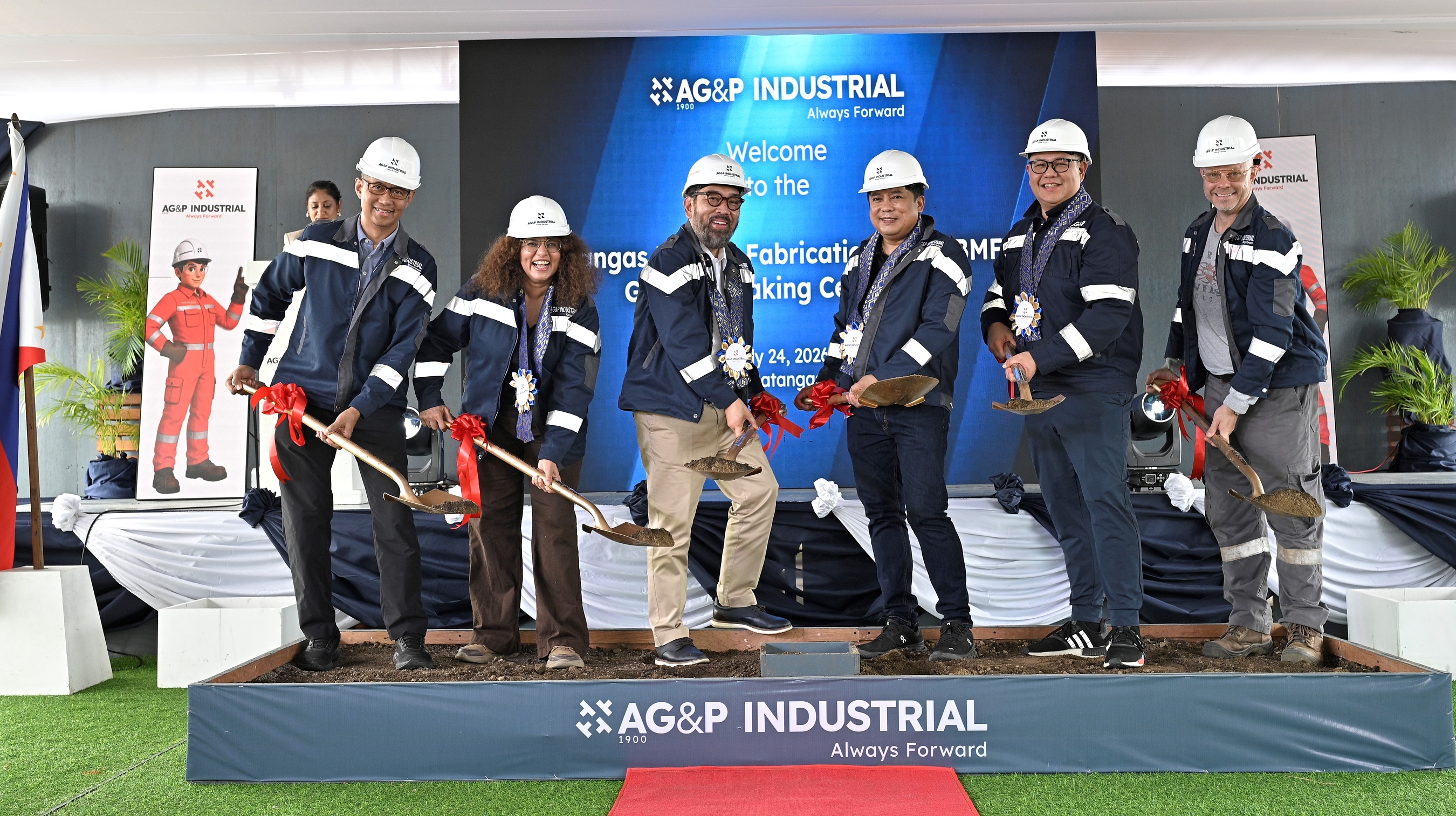 AG&P Industrial representatives at the Batangas fabrication-yard groundbreaking.