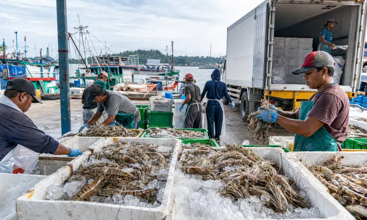 Fishery market visual for Indonesia fisher income and seafood value-chain conditions.