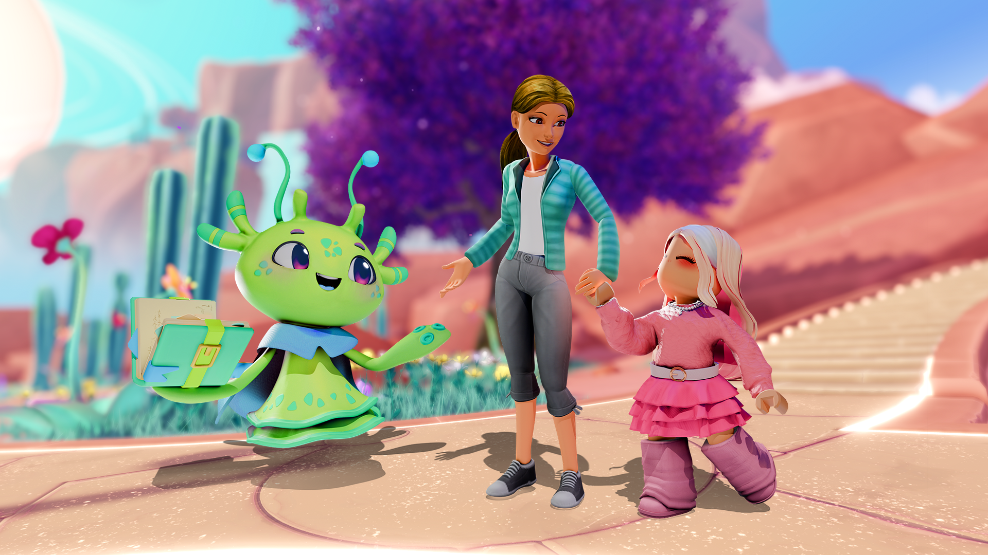 Roblox Family Zone official newsroom image showing a Roblox avatar in the Family Zone experience.
