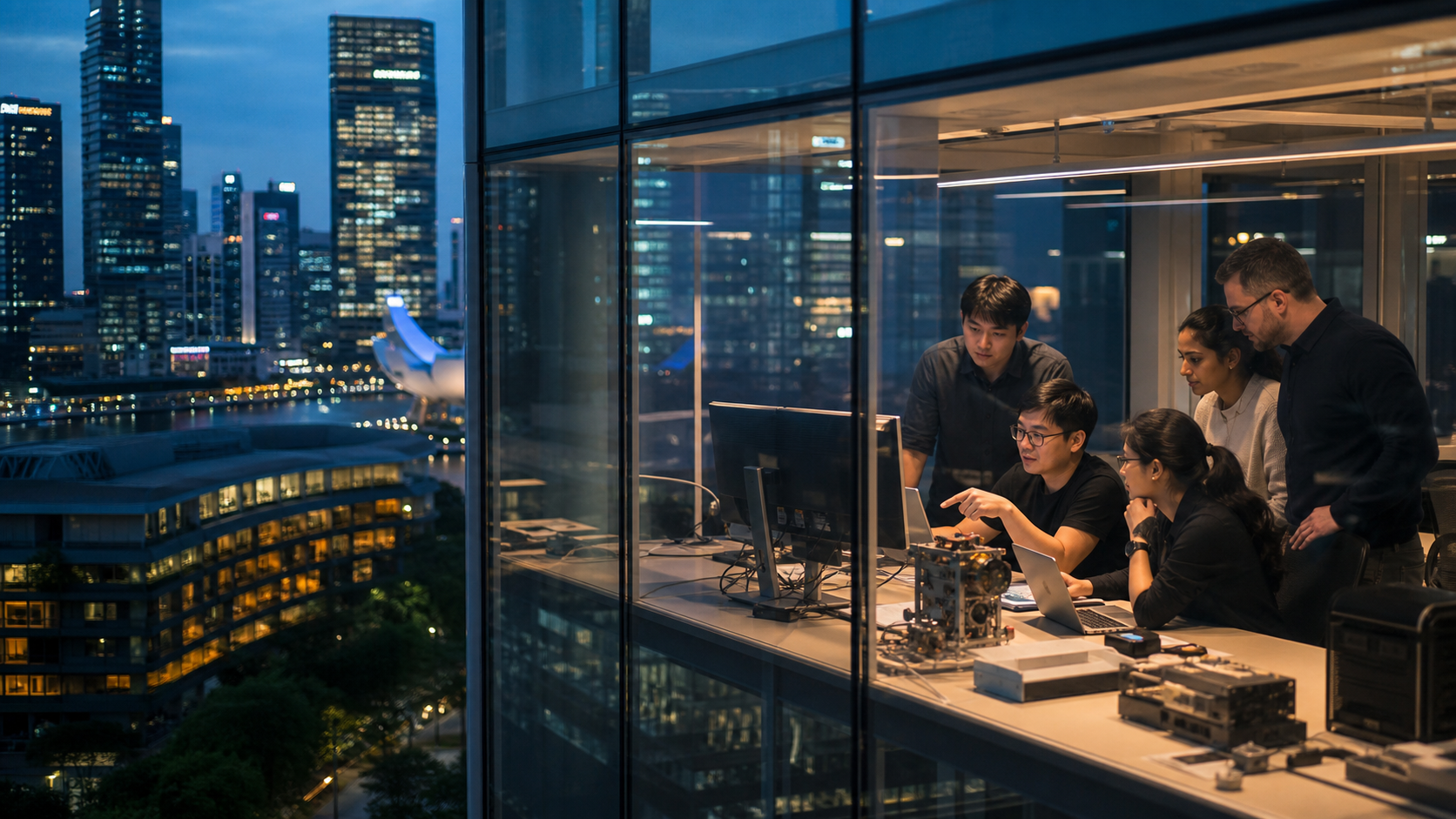 AI engineers working in a Singapore innovation lab