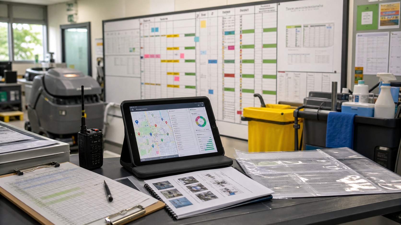 Environmental-services equipment, route planning boards and field-service materials.