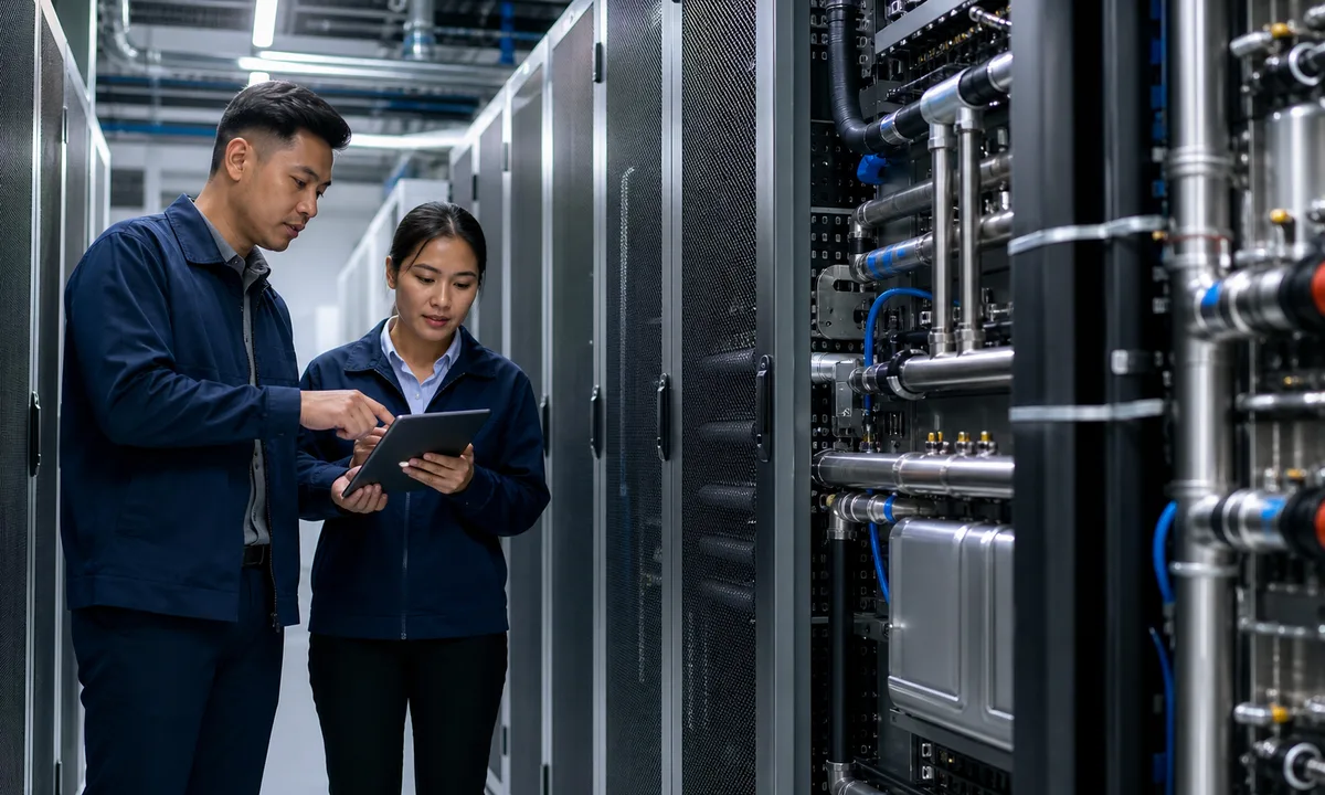 AI-generated editorial illustration for Singapore sets liquid-cooling standard for tropical data centres