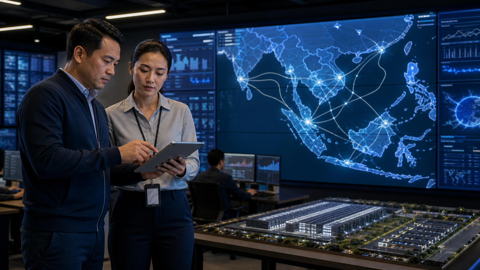 Southeast Asian infrastructure professionals reviewing regional cloud resilience and data-centre connectivity