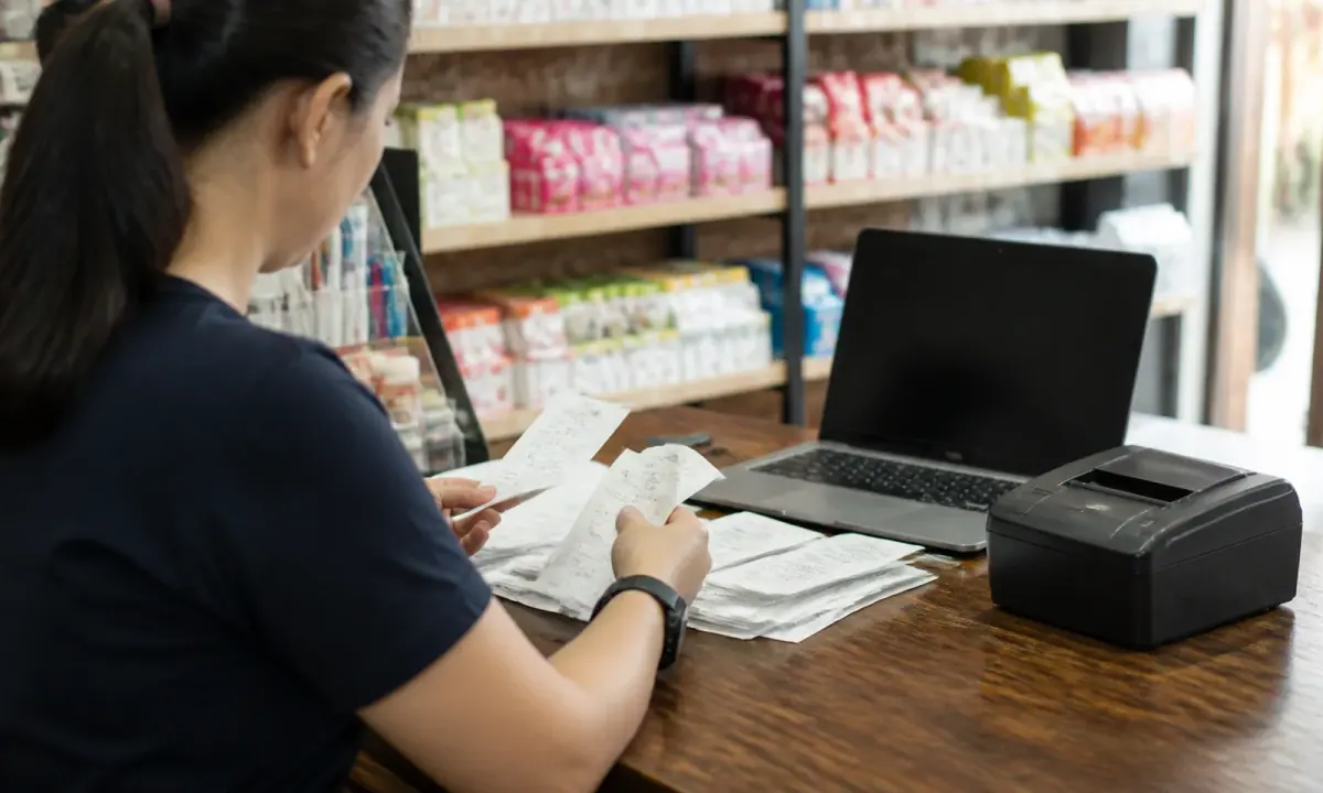 AI-generated illustration of small-business receipt processing